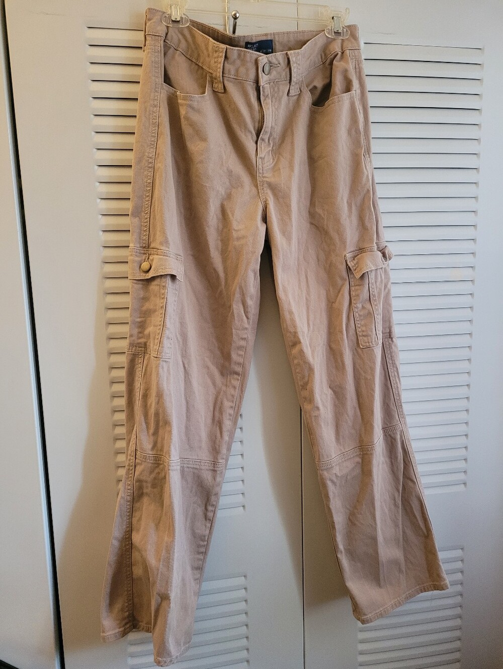 Beige Cargo Pants with Button Flap Pockets